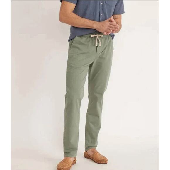 Marine Layer Organic Cotton Saturday Slim Straight Pants Green Size M - Picture 1 of 8
